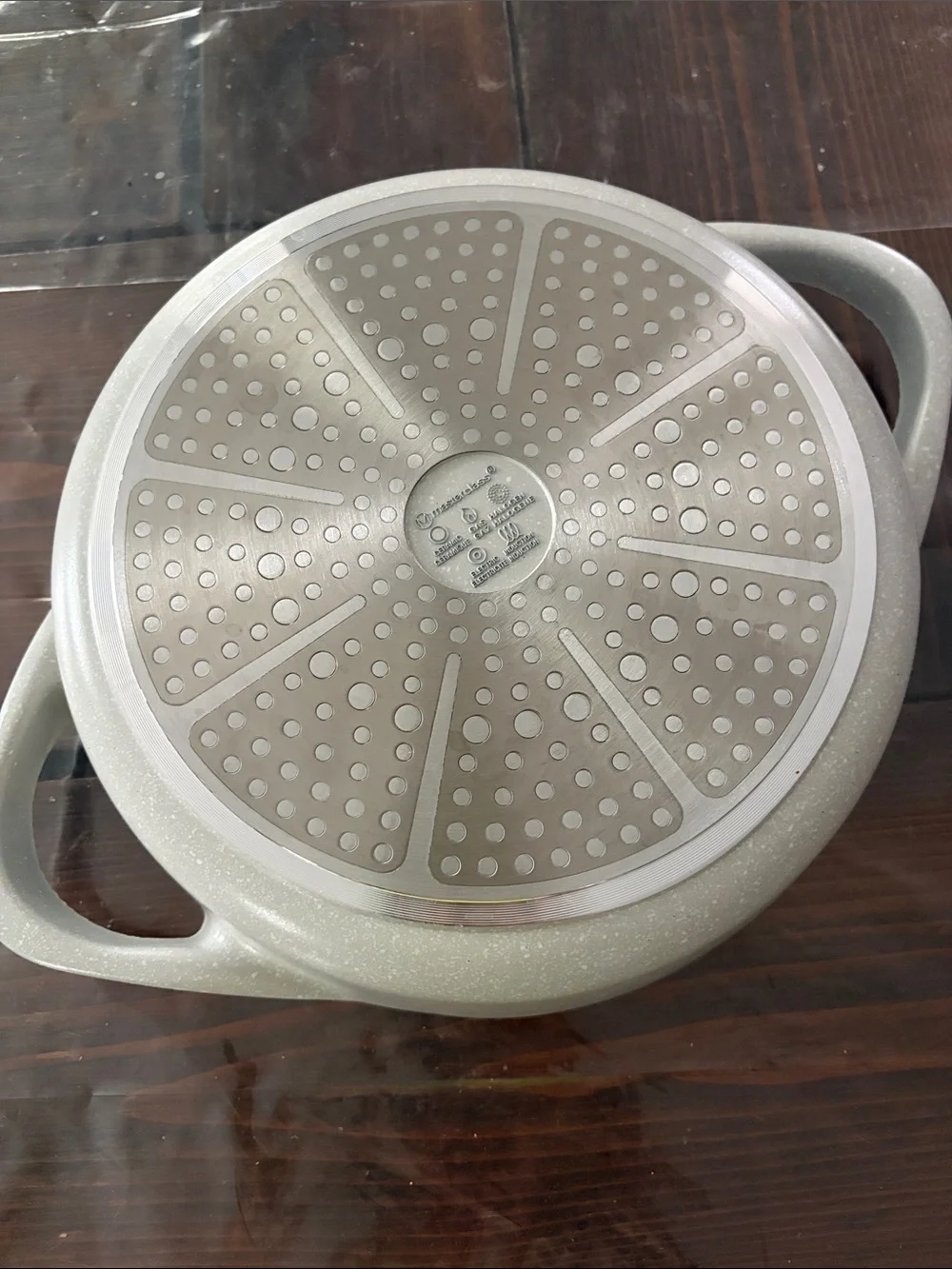 Induction Cream Speckled Nonstick Skillet with Dual Handles